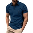 thumbnail image 1 of Kukoosong Men's Golf Polo Shirt, Mens Solid Color Short Sleeved Lapel Zipper Casual Sports Top T-shirt, 1 of 7