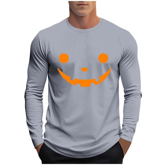 Kukoosong Men's Halloween T-Shirts Casual Crew Neck Long Sleeve Tops Athletic Wear Graphic Blouse Top