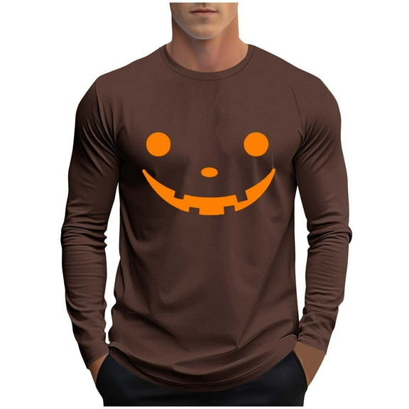 Kukoosong Men's Halloween T-Shirts Casual Crew Neck Long Sleeve Tops Athletic Wear Graphic Blouse Top