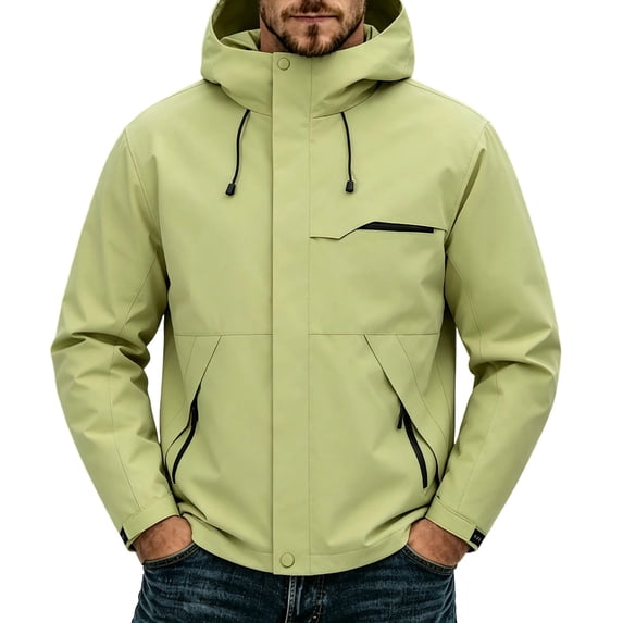 Zip Button Snap Kukoosong Men's Hooded Hardshell Jacket, Full Zip Snap Button ...