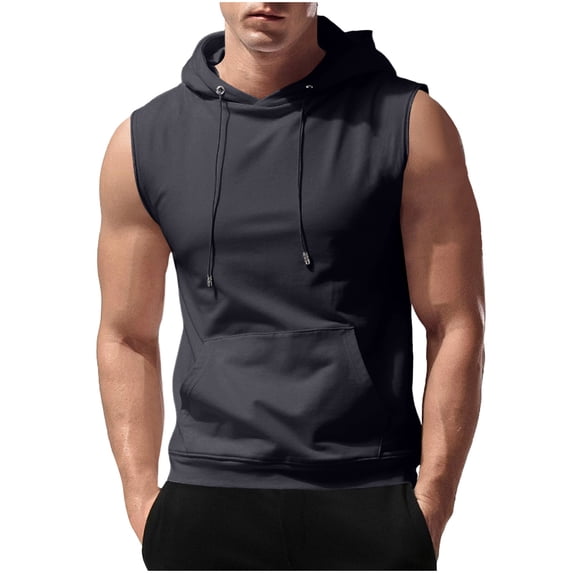 Kukoosong Men's Hooded Sleeveless Tank Top - Solid Color Casual Summer Fashion Streetwear for Outdoor Leisure Activities Men Summer Muscle Tee Tank Tops