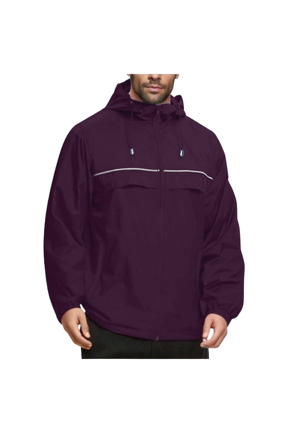Men's Hooded Softshell Jacket Waterproof Lightweight Windbreaker Outdoor Climb Sport Pocket Jacket