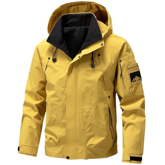 Kukoosong Men's Hooded Softshell Jacket Waterproof Lightweight Windbreaker Outdoor Jacket with Multiple-Pockets