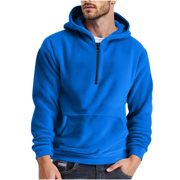 Kukoosong Men's Hooded Sweatshirt Big & Tall Boys' Long Sleeve Zipper Warm Pullover Hoodie with Pocket