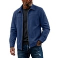 thumbnail image 1 of Kukoosong Men's Lapel Collar Suede Jacket, Long Sleeve Full Zip Lightweight Casual Bomber Coat with Side Pockets, Fall Winter Solid Color Slim Fit Business Daily Outerwear, 1 of 7