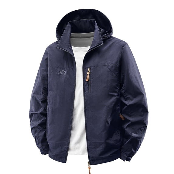 Kukoosong Men's Lightweight Bomber Jacket Outdoor Waterproof Rain Jacket Travel Hiking Golf Removable Hooded Windbreaker