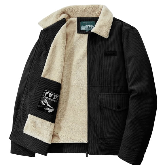 Kukoosong Men's Lightweight Jackets Padded Corduroy Zipper Jacket Long Sleeve Hoodless Casual Jacket