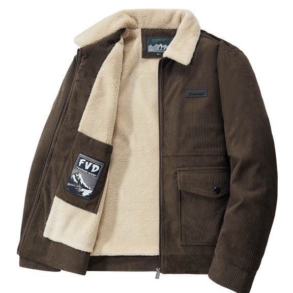 Kukoosong Men's Lightweight Jackets Padded Corduroy Zipper Jacket Long Sleeve Hoodless Casual Jacket