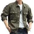 thumbnail image 1 of Kukoosong Men's Lightweight Jackets Vintage Double Breast Pocket Workwear Coat Drop Shoulder Collar Shacket Jackets, 1 of 6