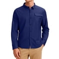 thumbnail image 1 of Kukoosong Men's Long Sleeve Button Down Shirt with Lapel Collar and Pocket, Solid Color Business Casual Work Shirt for Spring and Summer, Active Fit, 1 of 7