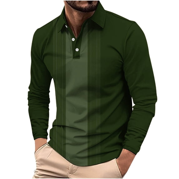 Kukoosong Men's Long Sleeve Polo Shirts Casual Collared Plaid Print Sweatshirt Fall Fashion Button Tops