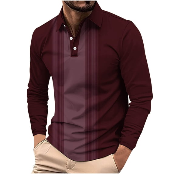 Kukoosong Men's Long Sleeve Polo Shirts Casual Collared Plaid Print Sweatshirt Fall Fashion Button Tops