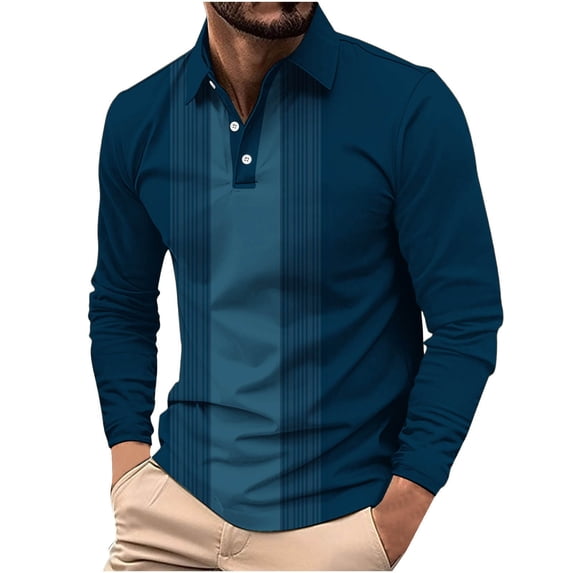 Kukoosong Men's Long Sleeve Polo Shirts Casual Collared Plaid Print Sweatshirt Fall Fashion Button Tops