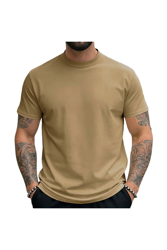 Men's Quick Dry Base Layer T-Shirts Solid Color Short Sleeve Mock Neck for Summer, Tight Fit and Breathable Tee Shirt for Men
