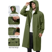 Kukoosong Men's Raincoat Men's Rain Jacket with Hood Waterproof Emergency Lightweight Long Poncho Jacket