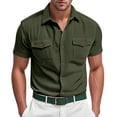 thumbnail image 1 of Kukoosong Men's Short Sleeve Button Down Shirt Solid Color Casual Office Wear with Pocket Men Business Casual Button Down Shirts, 1 of 6