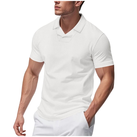 Kukoosong Men's Short Sleeve Polo Shirt Casual Comfortable Breathable Loose Fit Collared Shirt for Office Wear Men Golf T Shirt Casual Workout Tops
