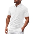 thumbnail image 1 of Kukoosong Men's Short Sleeve Polo Shirt Solid Color Button Down Collar Office Casual Shirt Men Golf T Shirt Casual Workout Tops, 1 of 6