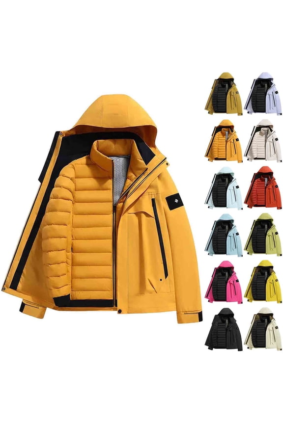 Men's Ski Snow Jackets, Warm Winter Mountain Waterproof Fleece Lined Thickened Coat, Men's Hooded Fleece Parka Rain Jacket Windproof Windbreaker