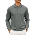 thumbnail image 1 of Kukoosong Men's Solid Color Long Sleeve Button-Up Lapel Office Dress Shirt Men Golf T Shirt Casual Workout Tops, 1 of 7