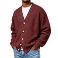 thumbnail image 1 of Kukoosong Men's V Neck Knit Cardigan, Fall Casual Loose Fit Outerwear, Long Sleeve Button Front Pocket Coat for Daily Commute, 1 of 6