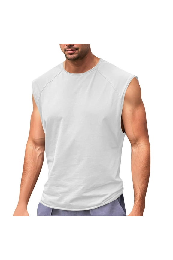 Men's Vintage Solid Color Breathable Polyester Tank Top for Workout, Gym, and Casual Sport Men Summer Casual Workout Tank Tops