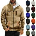 thumbnail image 1 of Kukoosong Men's Zip Up Hoodies, Winter Heavyweight Sweatshirt Fleece Sherpa Warm Coats, Big & Tall Men's Casual Stand Collar Bomber Jacket Windbreakers, 1 of 6
