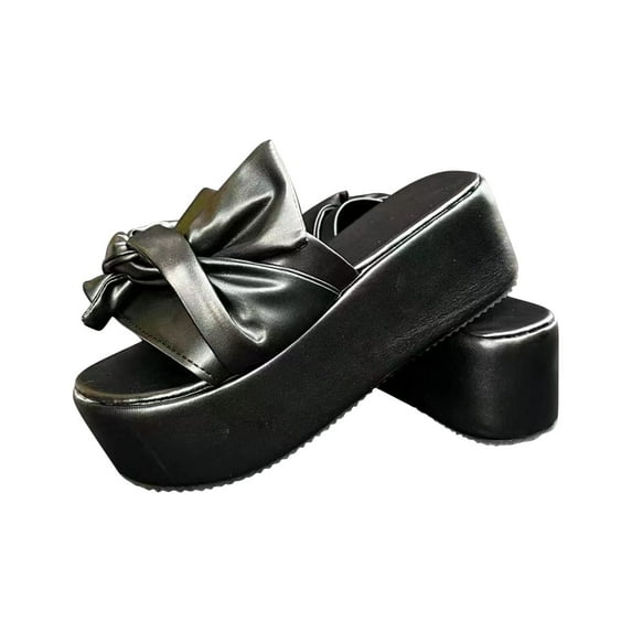 Kukoosong Platform Sandals Summer Slippers Thick Soled Sandals Casual Women Bow Shoes Slippers Sandals Women Black 42