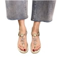 thumbnail image 1 of Kukoosong Sandals Women Fashion Rhinestone Detail Flat Thong Sandals Flat Summer Beach Sandals Beige 36, 1 of 4