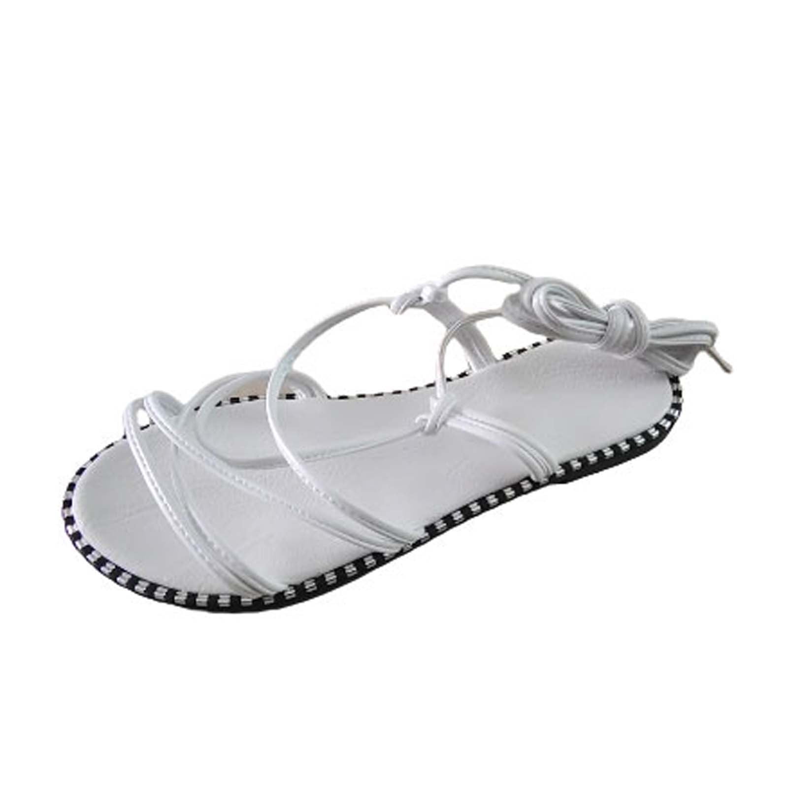 Kukoosong Sandals Women Womens Summer LaceUp Solid Color Flat Casual