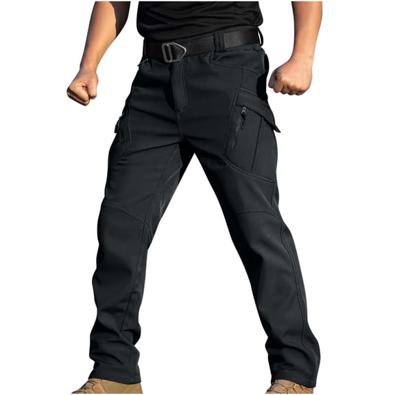 Kukoosong Snow Ski Pants for Men, Men's Lined Cargo Hiking Pants with Multiple Pockets, Winter Outdoor Waterproof Skiing Pants, Water Resistant Snowboarding Hiking Pants