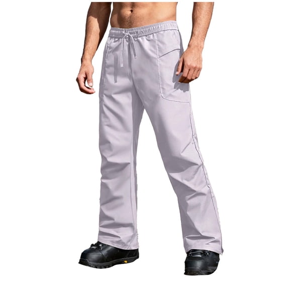 Kukoosong Snow Ski Pants for Men, Casual Faddish Solid Patchwork Multiple Pockets Trousers, Water Resistant Snowboarding Hiking Pants