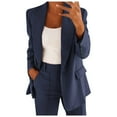 thumbnail image 1 of Kukoosong Summer Saving Clearance! Two Piece Outfits for Women Suits Blazer and Pants Women Solid Long Sleeve Tops Cardigan Coat Pockets Long Pants Suit Navy L, 1 of 5