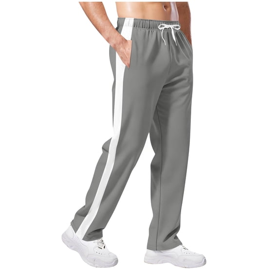 Kukoosong Sweatpants for Men, Men's Fashion Solid Color Drawstring Elastic Waist Pocket Sports Pants, Loose Comfy Trousers
