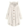 thumbnail image 1 of Kukoosong Thickened Fleece Jackets, Women Causal Long Sleeve Hooded Jacket, Oversized Winter Button Down Fuzzy Sweatshirts Coat, Fall Outfits Fashion Coat with Pockets, 1 of 5