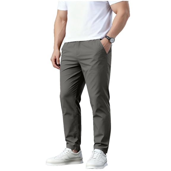 Kukoosong Trouser for Men, Men's Solid Color with Elastic Waist Casual Pants with Pockets, Full Length Pants, Cargo Pants