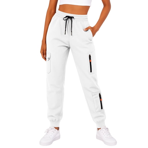Kukoosong Trouser for Women, Women's Solid Color Wide-Leg Pants, Casual Elastic-Waistband Pocket Pants, Khakis Pants