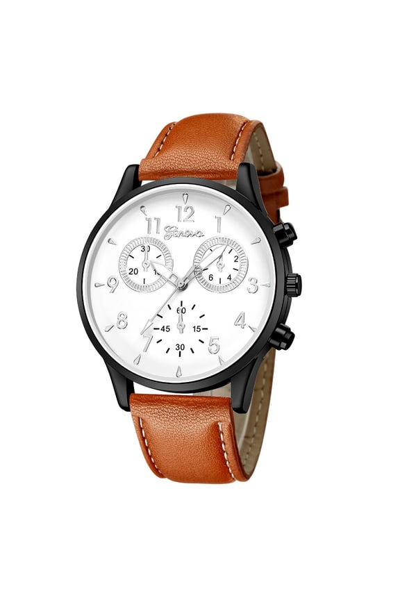 Watch for Men Fashion Mens Leather Military Casual Analog Quartz Wrist Watch Business Watches Men's Wrist Watches Brown