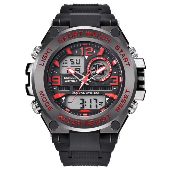 Kukoosong Watch for Mens Watches 50M Wristwatch Led Quartz Clock Sport Watch Male Men's Wrist Watches Red