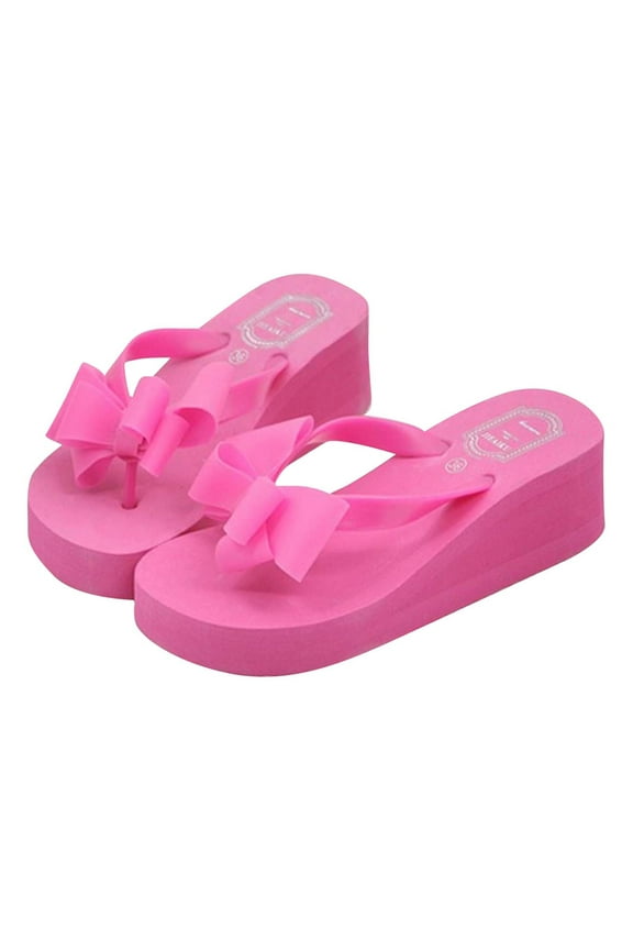 Wedge Sandals for Women Summer Shoes Bow Flip Flops Platform High Heel Slippers Sandals Women Hot Pink 40