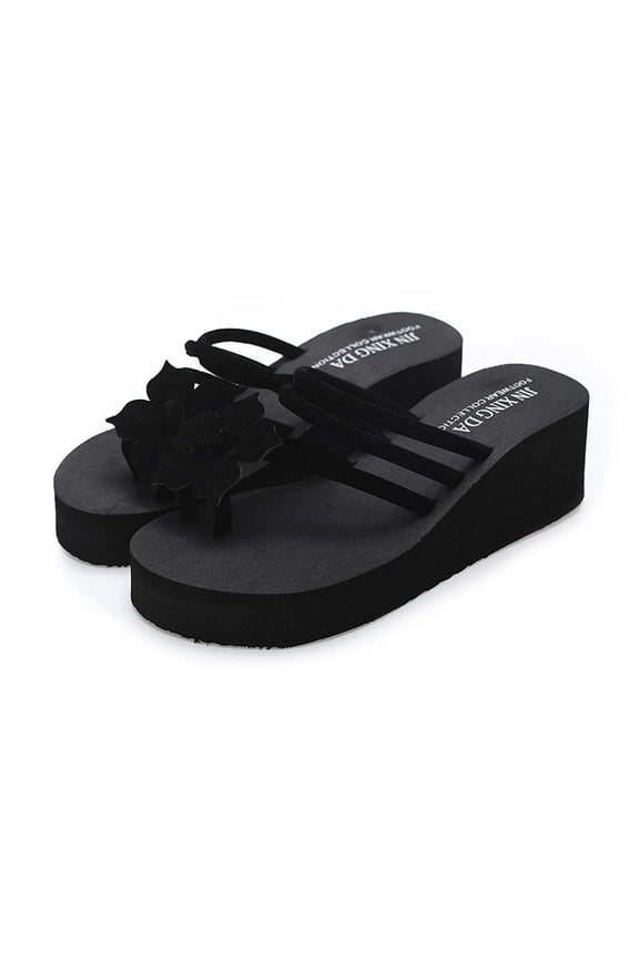 Wedge Sandals for Women Summer Wedge Heel Platform Slippers Flip Flops Beach Shoes Sandals Women Black 40