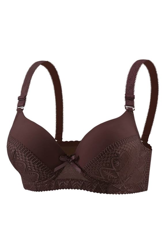 Wireless Bras for Women Fashion Women's Embroidery Thin Style Ventilate Front Buckle Bra without Steel Rim, Sizes 42BC