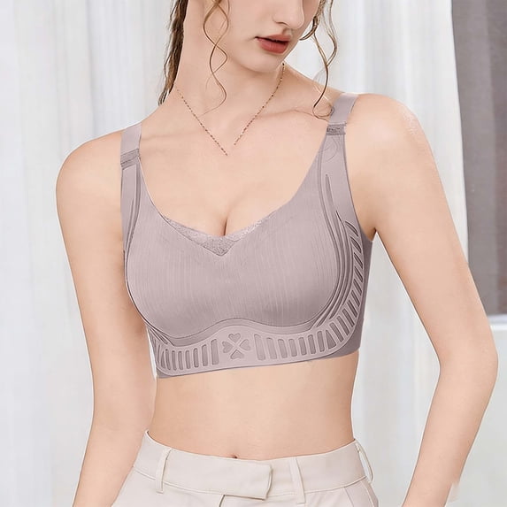 Kukoosong Wireless Bras for Women Fashion Women's Solid Color Lifting Gathering Folding Sagging Bra Lingerie Daily Bra, Sizes L
