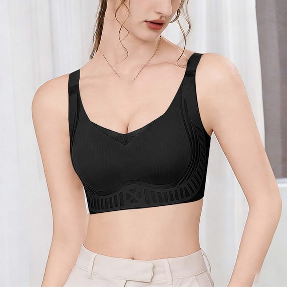 Kukoosong Wireless Bras for Women Fashion Women's Solid Color Lifting Gathering Folding Sagging Bra Lingerie Daily Bra, Sizes M
