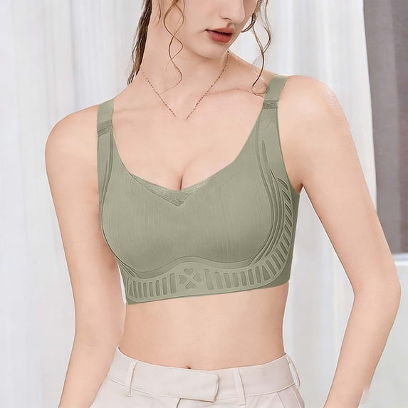 Kukoosong Wireless Bras for Women Fashion Women's Solid Color Lifting Gathering Folding Sagging Bra Lingerie Daily Bra, Sizes XXL