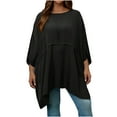 thumbnail image 1 of Kukoosong Women Plus Size Tops Fall Winter Loose Batwing Long Sleeve Shirt Flowy Irregular Hem Pullover Tops, 1 of 6
