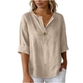 thumbnail image 1 of Kukoosong Women T-shirts Solid Color Elbow-length V-neck Loose Fit Cute Style Soft Comfortable Fabric Summer Daily Wear Tops Tee Shirt for Women, 1 of 7