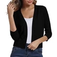 thumbnail image 1 of Kukoosong Women's 3/4 Sleeve V-Neck Cardigan Short Knitted Sweater, 1 of 5