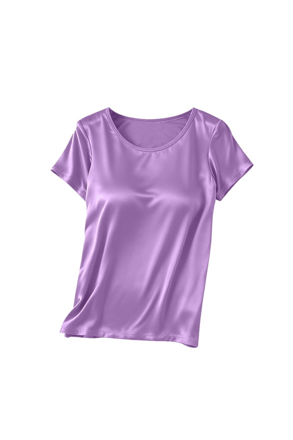 Women's Basic Crew Neck T-Shirts Solid Color Short Sleeve Pullover for Summer Casual, Everyday Essential Tee Shirt for Women