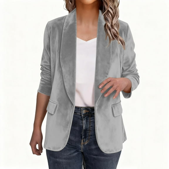 Kukoosong Women's Blazers Suit Jackets, Women's Lapel Collar Button Blazer Suit, Open Front Work Office Blazer Jacket